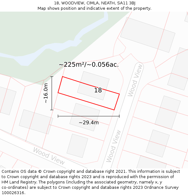 18, WOODVIEW, CIMLA, NEATH, SA11 3BJ: Plot and title map