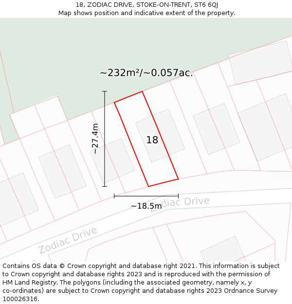 18, ZODIAC DRIVE, STOKE-ON-TRENT, ST6 6QJ: Plot and title map
