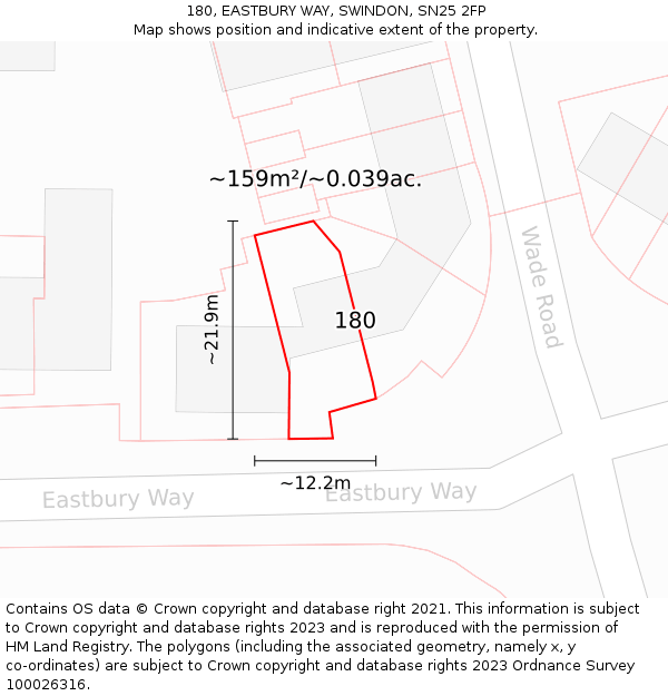 180, EASTBURY WAY, SWINDON, SN25 2FP: Plot and title map