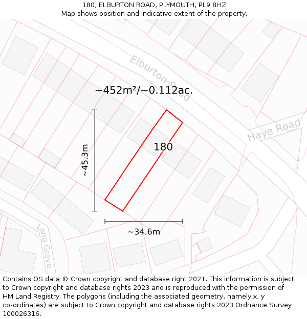 180, ELBURTON ROAD, PLYMOUTH, PL9 8HZ: Plot and title map