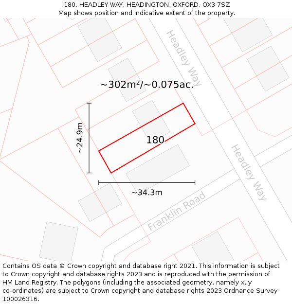 180, HEADLEY WAY, HEADINGTON, OXFORD, OX3 7SZ: Plot and title map