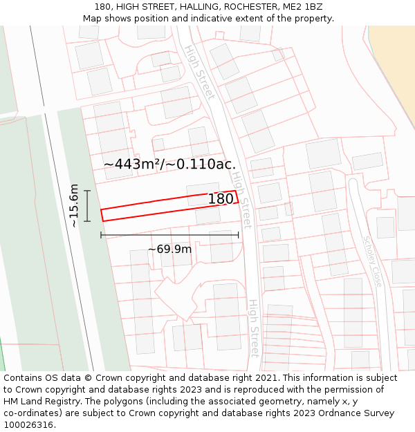 180, HIGH STREET, HALLING, ROCHESTER, ME2 1BZ: Plot and title map