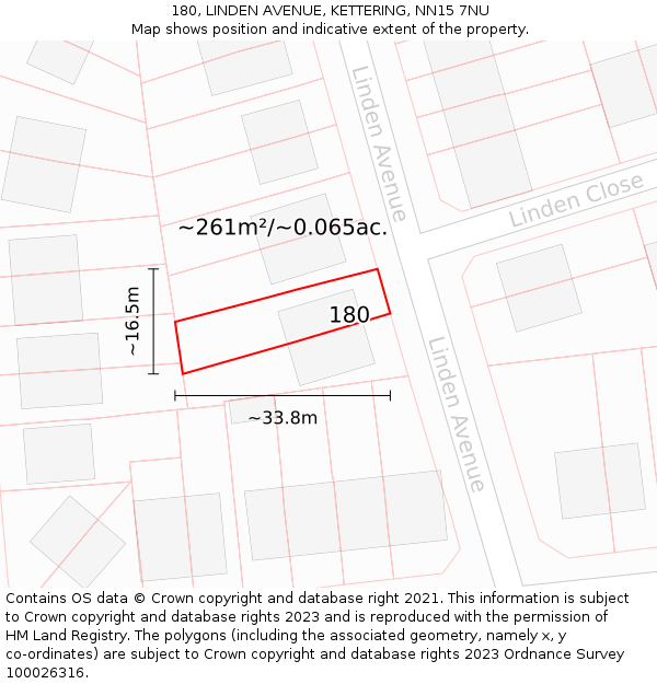 180, LINDEN AVENUE, KETTERING, NN15 7NU: Plot and title map