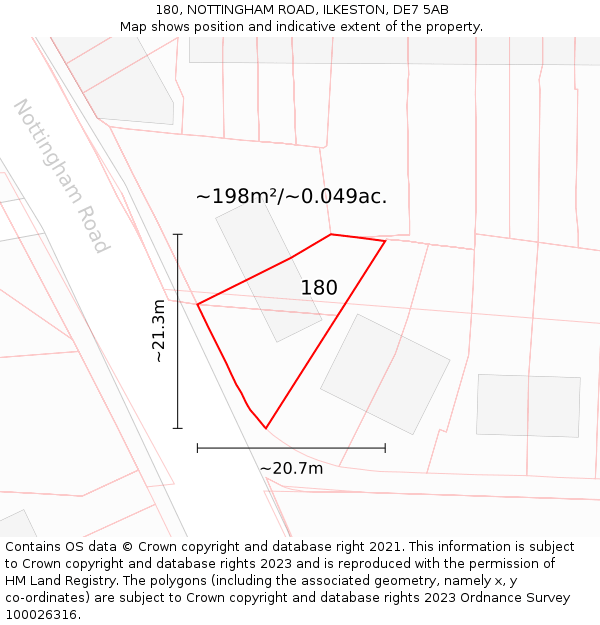 180, NOTTINGHAM ROAD, ILKESTON, DE7 5AB: Plot and title map