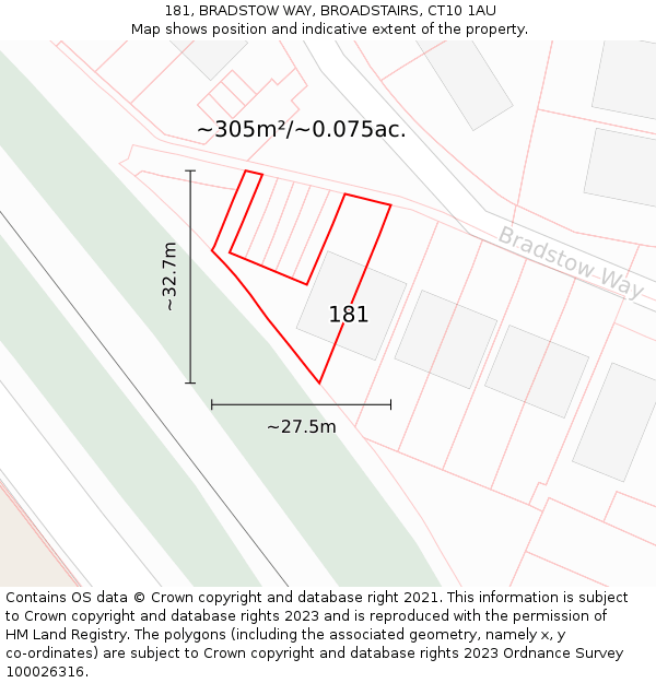 181, BRADSTOW WAY, BROADSTAIRS, CT10 1AU: Plot and title map