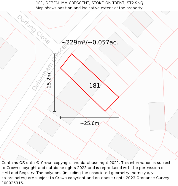 181, DEBENHAM CRESCENT, STOKE-ON-TRENT, ST2 9NQ: Plot and title map