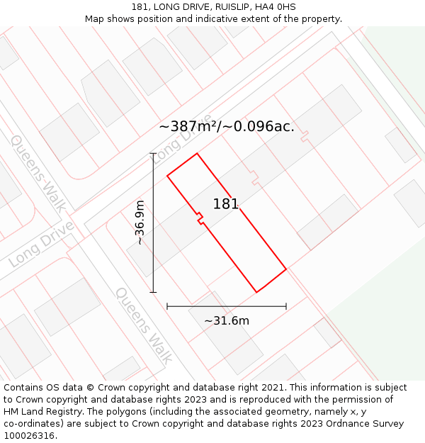 181, LONG DRIVE, RUISLIP, HA4 0HS: Plot and title map