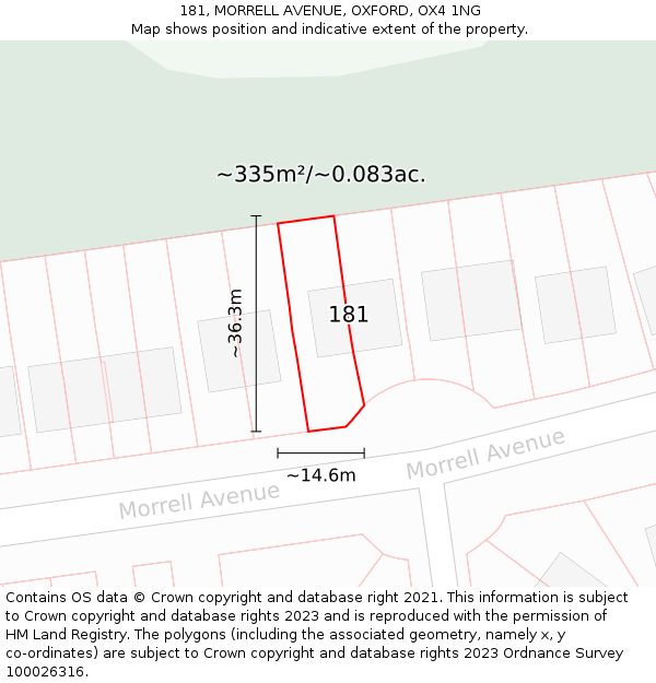 181, MORRELL AVENUE, OXFORD, OX4 1NG: Plot and title map