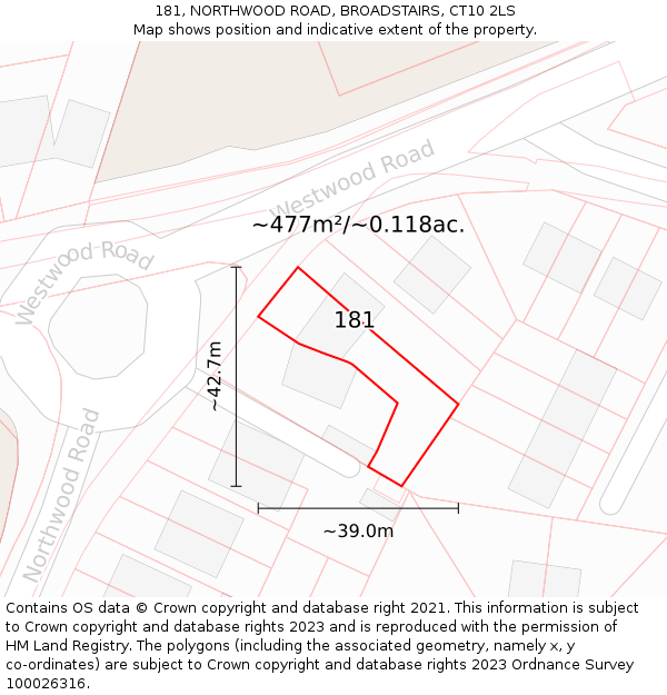 181, NORTHWOOD ROAD, BROADSTAIRS, CT10 2LS: Plot and title map