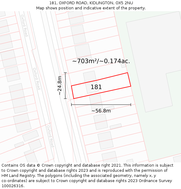 181, OXFORD ROAD, KIDLINGTON, OX5 2NU: Plot and title map