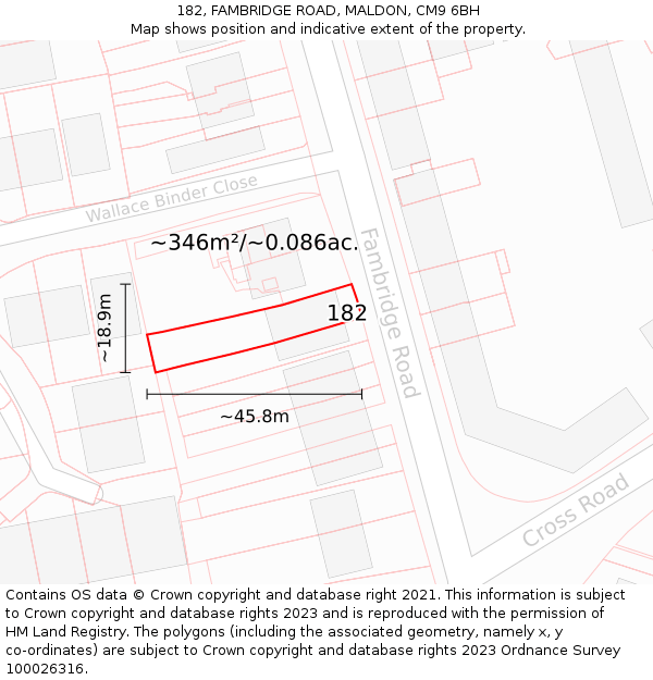 182, FAMBRIDGE ROAD, MALDON, CM9 6BH: Plot and title map