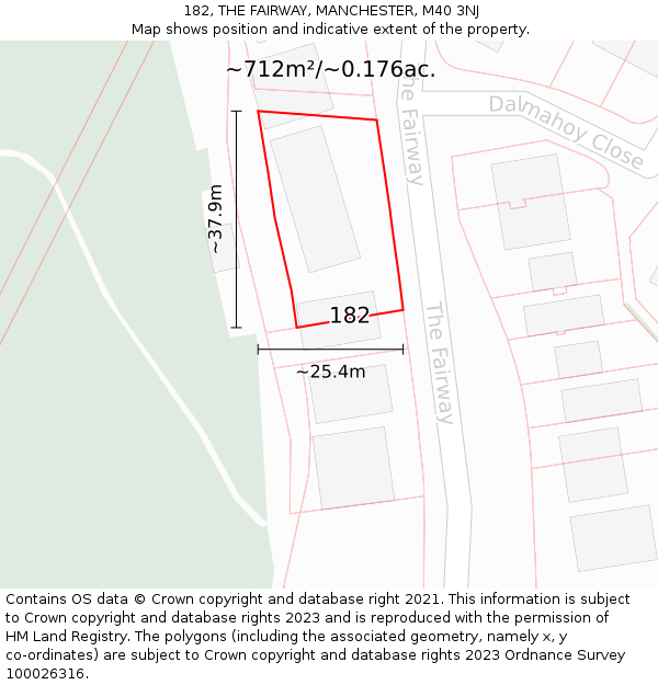 182, THE FAIRWAY, MANCHESTER, M40 3NJ: Plot and title map