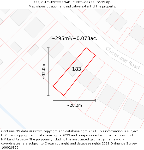 183, CHICHESTER ROAD, CLEETHORPES, DN35 0JN: Plot and title map