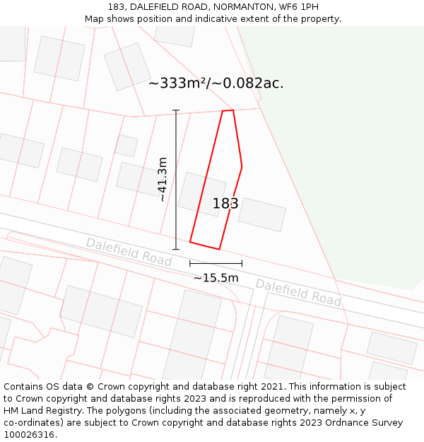 183, DALEFIELD ROAD, NORMANTON, WF6 1PH: Plot and title map