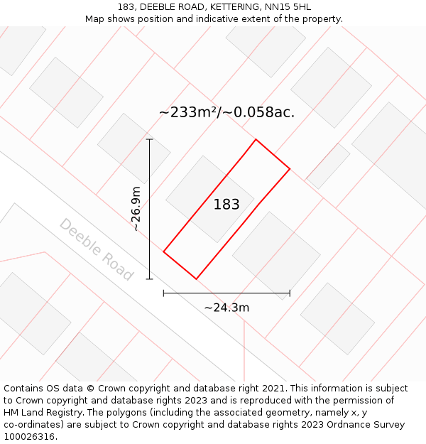 183, DEEBLE ROAD, KETTERING, NN15 5HL: Plot and title map