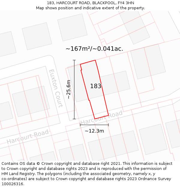 183, HARCOURT ROAD, BLACKPOOL, FY4 3HN: Plot and title map