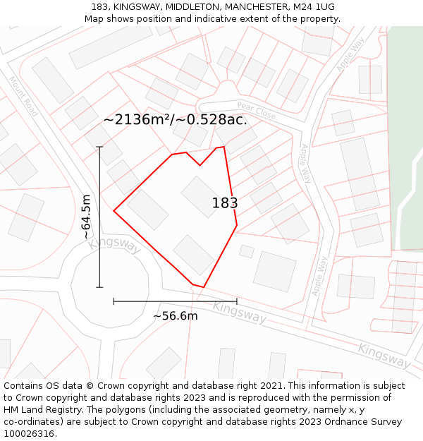 183, KINGSWAY, MIDDLETON, MANCHESTER, M24 1UG: Plot and title map