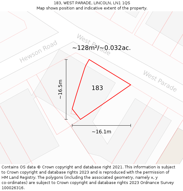 183, WEST PARADE, LINCOLN, LN1 1QS: Plot and title map