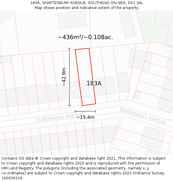 183A, SHAFTESBURY AVENUE, SOUTHEND-ON-SEA, SS1 3AL: Plot and title map