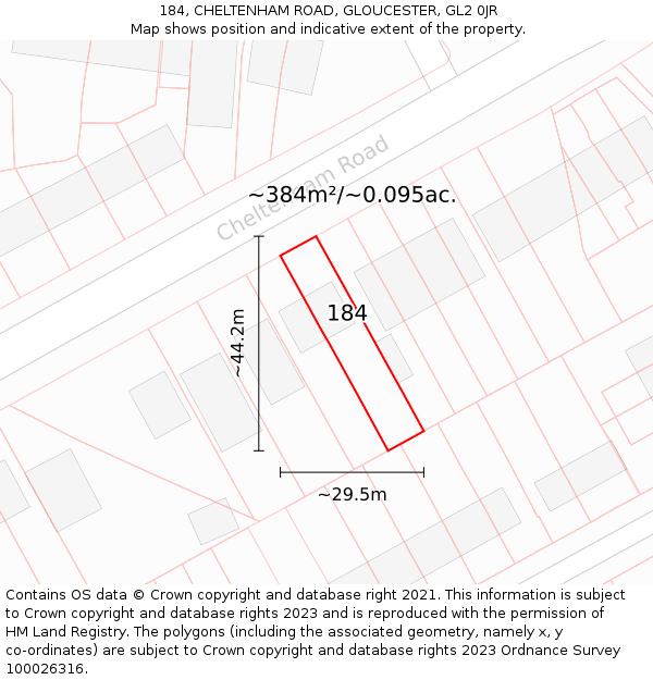 184, CHELTENHAM ROAD, GLOUCESTER, GL2 0JR: Plot and title map