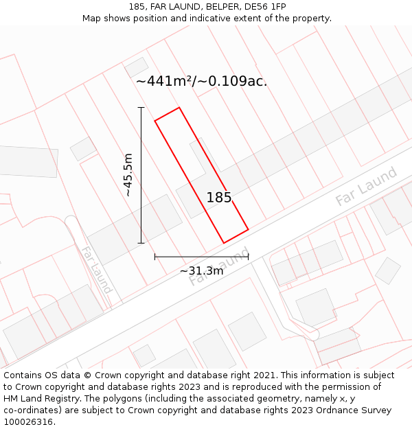 185, FAR LAUND, BELPER, DE56 1FP: Plot and title map