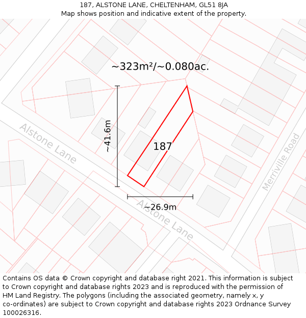 187, ALSTONE LANE, CHELTENHAM, GL51 8JA: Plot and title map