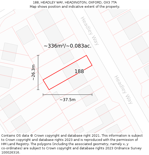 188, HEADLEY WAY, HEADINGTON, OXFORD, OX3 7TA: Plot and title map