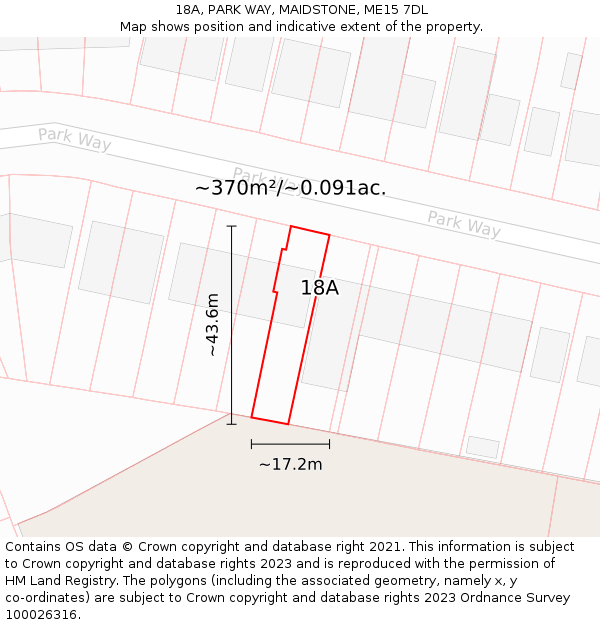 18A, PARK WAY, MAIDSTONE, ME15 7DL: Plot and title map