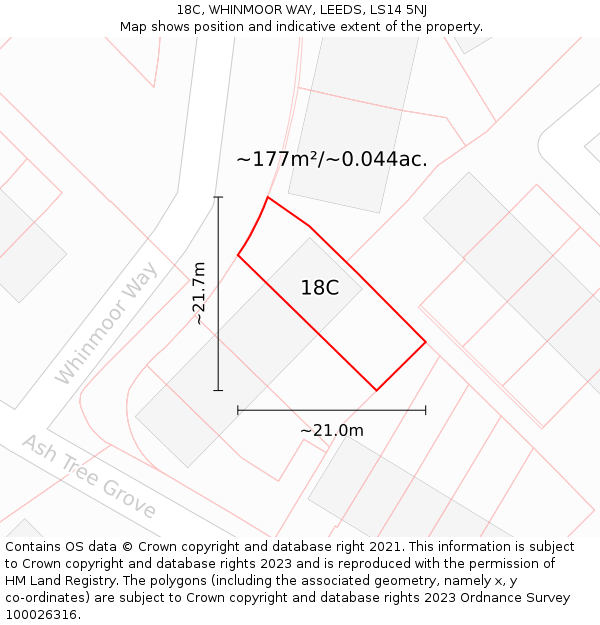 18C, WHINMOOR WAY, LEEDS, LS14 5NJ: Plot and title map