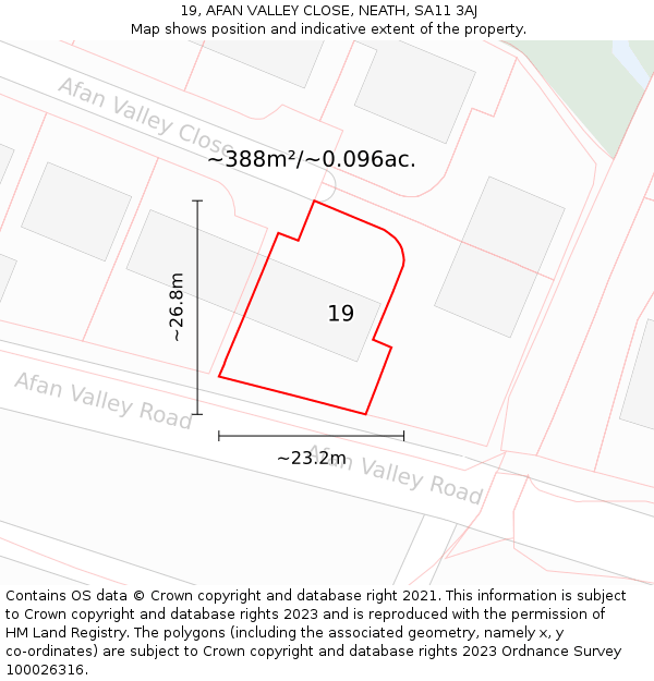 19, AFAN VALLEY CLOSE, NEATH, SA11 3AJ: Plot and title map