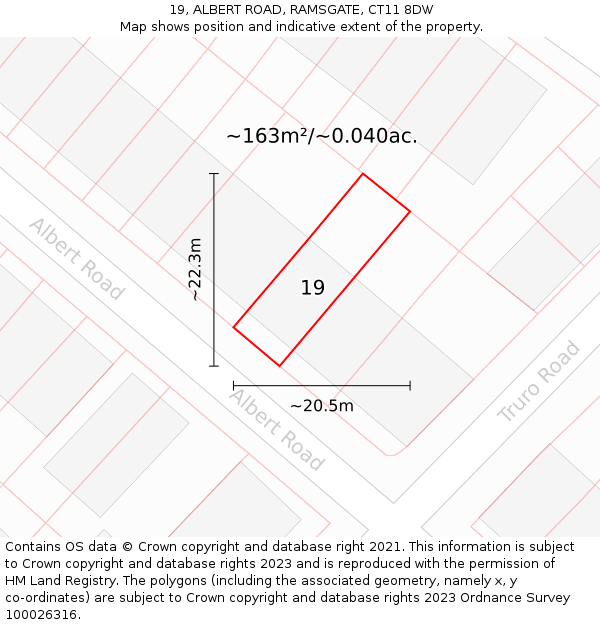 19, ALBERT ROAD, RAMSGATE, CT11 8DW: Plot and title map