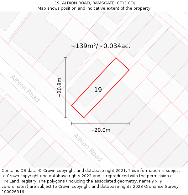 19, ALBION ROAD, RAMSGATE, CT11 8DJ: Plot and title map