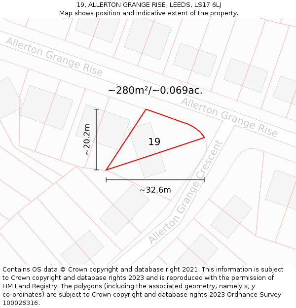 19, ALLERTON GRANGE RISE, LEEDS, LS17 6LJ: Plot and title map