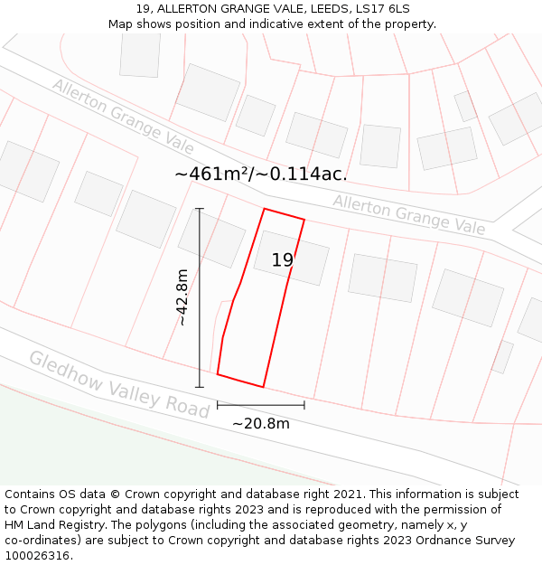19, ALLERTON GRANGE VALE, LEEDS, LS17 6LS: Plot and title map
