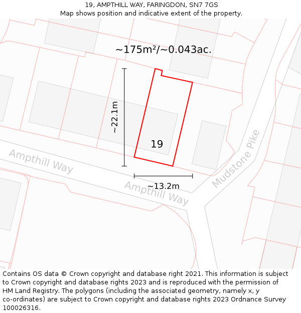 19, AMPTHILL WAY, FARINGDON, SN7 7GS: Plot and title map