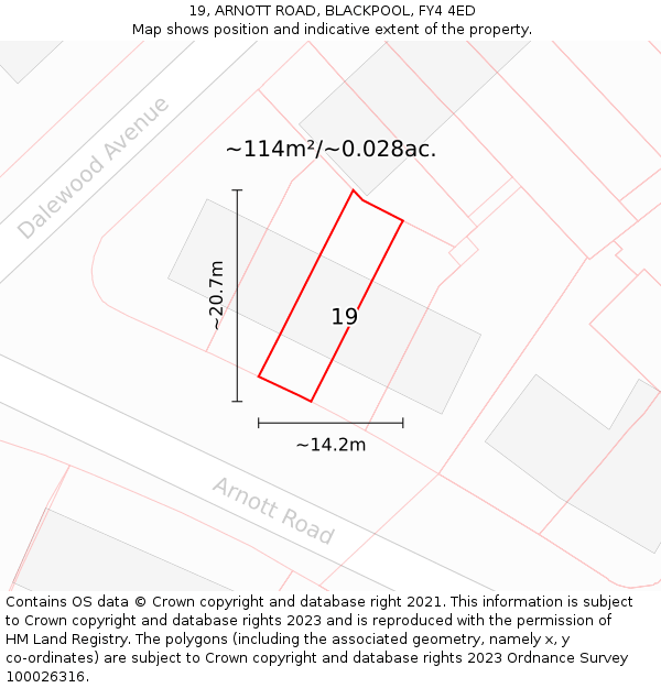 19, ARNOTT ROAD, BLACKPOOL, FY4 4ED: Plot and title map