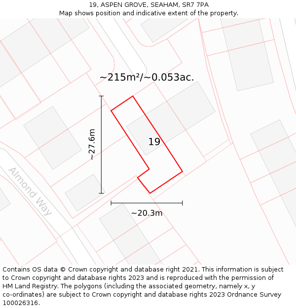 19, ASPEN GROVE, SEAHAM, SR7 7PA: Plot and title map