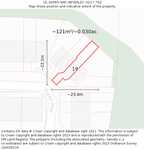 19, ASPEN WAY, BEVERLEY, HU17 7SZ: Plot and title map