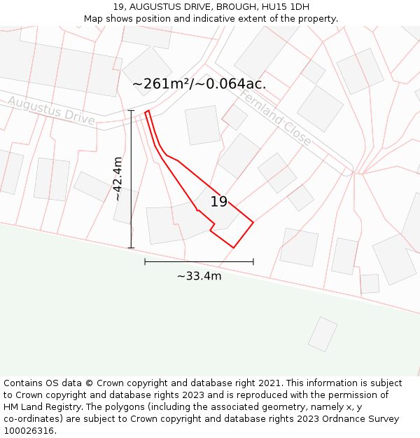 19, AUGUSTUS DRIVE, BROUGH, HU15 1DH: Plot and title map