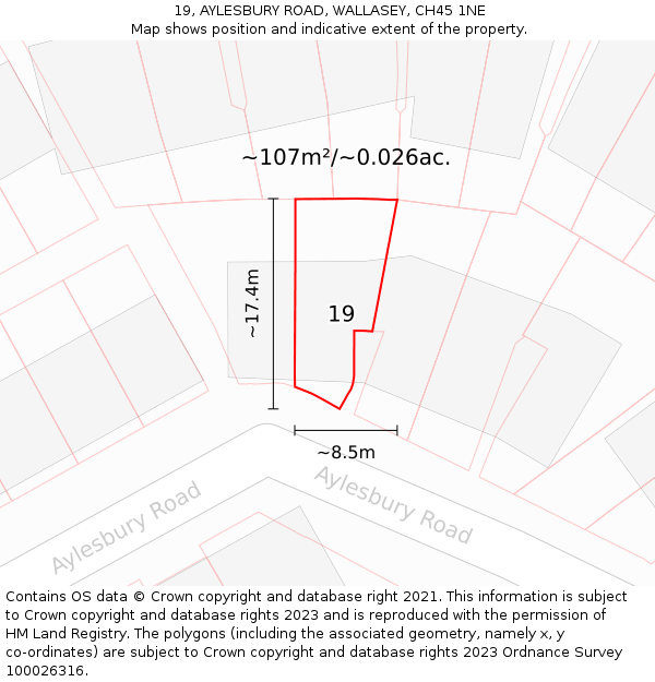 19, AYLESBURY ROAD, WALLASEY, CH45 1NE: Plot and title map