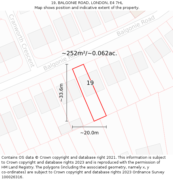 19, BALGONIE ROAD, LONDON, E4 7HL: Plot and title map