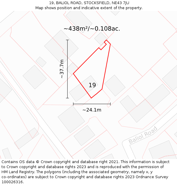 19, BALIOL ROAD, STOCKSFIELD, NE43 7JU: Plot and title map