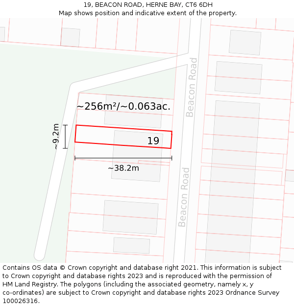 19, BEACON ROAD, HERNE BAY, CT6 6DH: Plot and title map