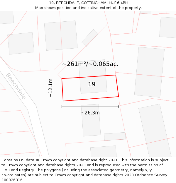 19, BEECHDALE, COTTINGHAM, HU16 4RH: Plot and title map