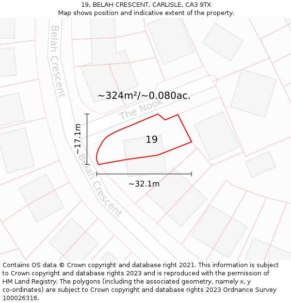 19, BELAH CRESCENT, CARLISLE, CA3 9TX: Plot and title map