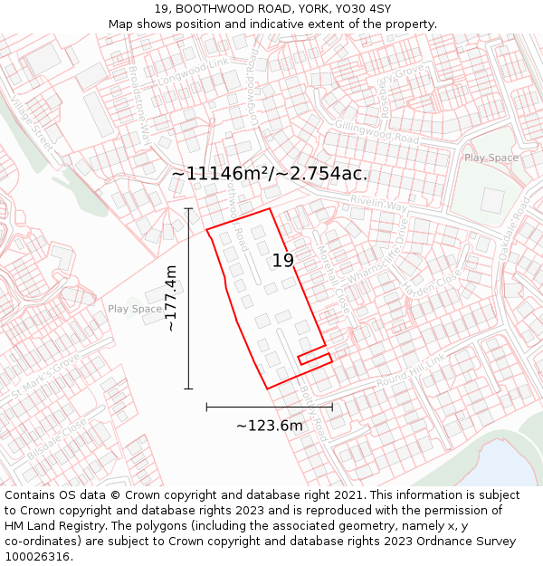 19, BOOTHWOOD ROAD, YORK, YO30 4SY: Plot and title map