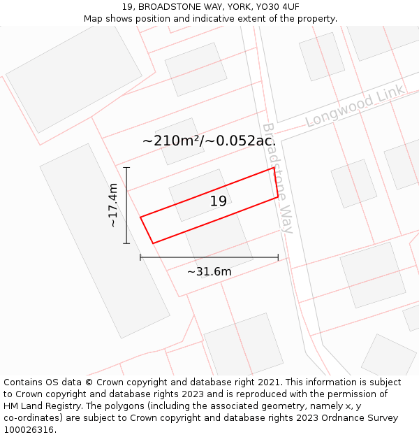 19, BROADSTONE WAY, YORK, YO30 4UF: Plot and title map