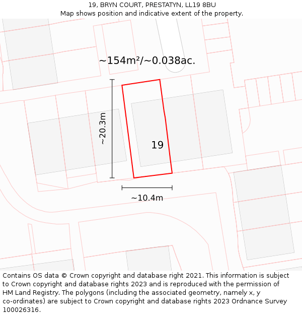 19, BRYN COURT, PRESTATYN, LL19 8BU: Plot and title map