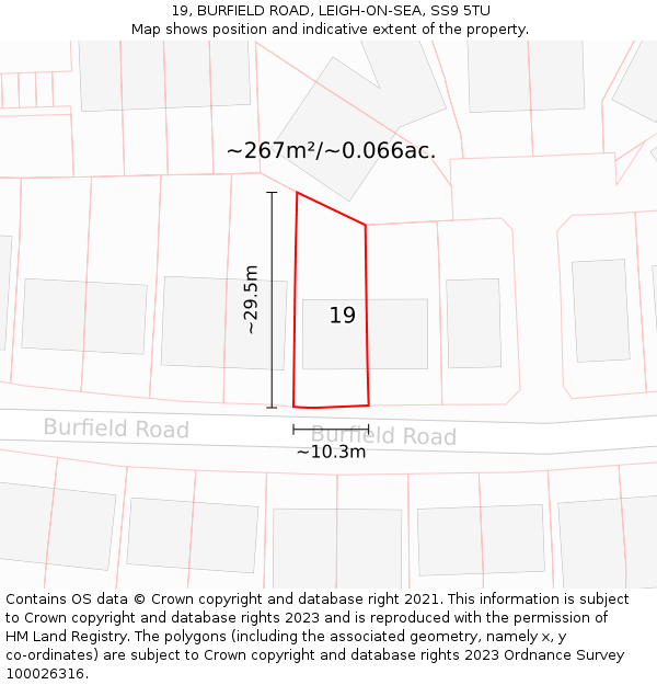 19, BURFIELD ROAD, LEIGH-ON-SEA, SS9 5TU: Plot and title map