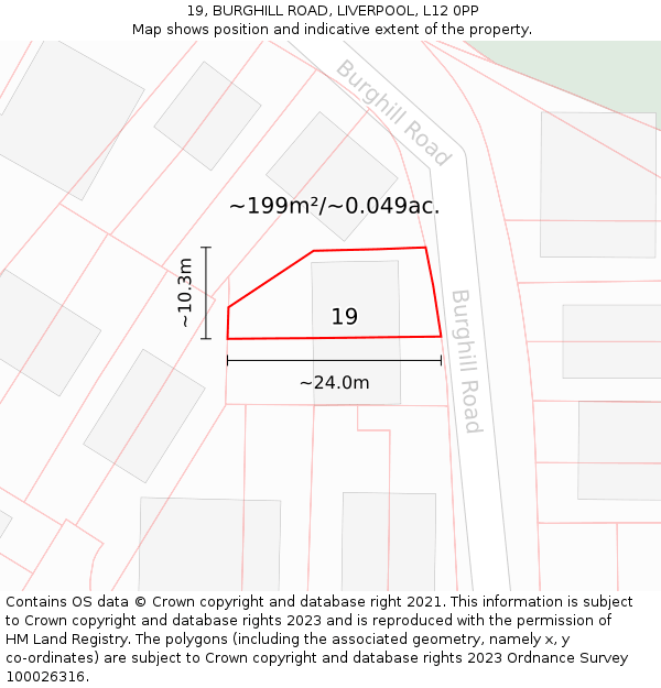19, BURGHILL ROAD, LIVERPOOL, L12 0PP: Plot and title map